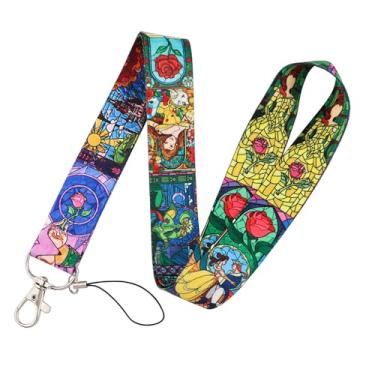 Imagem de Cordão engraçado de flor rosa, cordão de suporte de crachá de desenho animado para cartão, viagem (amarelo sem cartão)