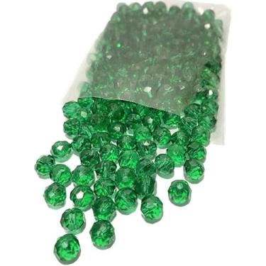 Imagem de 200 Miçangas de Cristal 8mm para Artesanato Bijuterias e Confecção de Guias – Contas de Vidro Facetadas (Verde transparente)