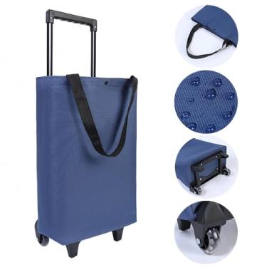 Imagem de Carrinho de compras pequeno dobrável, carrinho de compras com rodas, bolsa portátil dobrável, bolsa de rodinhas impermeável, bolsa de transporte para subir escadas para viajar, presente para mulheres
