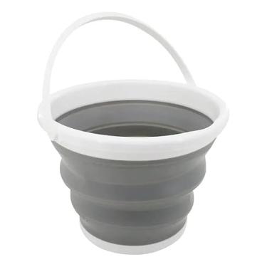 Imagem de Balde de Silicone Retrátil 10 Litros com Alça Dobrável Fácil Armazenagem Multiuso com Cor Branco e Cinza -Premium