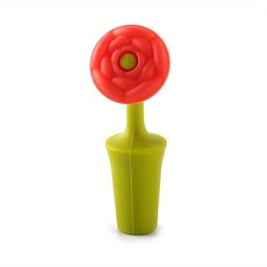 Imagem de 1 tampa de silicone para garrafa de vinho tinto criativa rolha de vinho tinto flor de silicone (rosa)