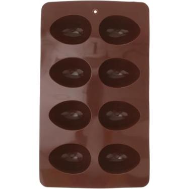 Imagem de 2 peças de moldes de ovo de silicone com 8 cavidades para Páscoa, moldes em forma de ovo de páscoa para cozinhar faça-você-mesmo, panelas de silicone para fazer sabonete, trufas de chocolate, doces