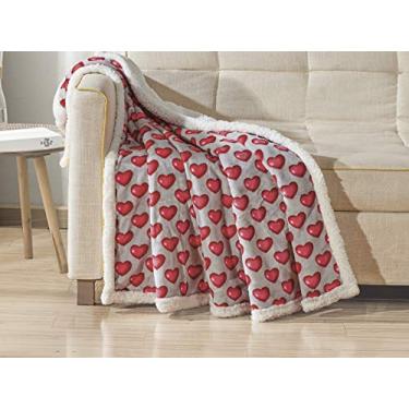Imagem de Manta de pelúcia para o Dia dos Namorados Coleção Amor Eterno Be Mine Love da Décor&More (127 cm x 152 cm) com forro de sherpa - Corações vermelhos