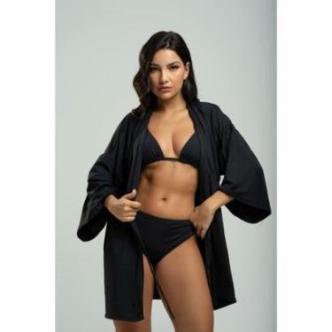 Imagem de Saída de Praia Kimono Manga Longa Feminino Proteção Solar Uv 50+ Moda Praia-Feminino