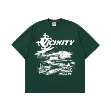 Imagem de Camiseta Masculina Y2K Punk Goth Hip-Hop De Algodão Puro Estampada Vin