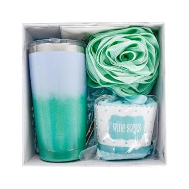 Imagem de Conjunto de Presente Caneca Café com Tampa Cartões Saudação Meias Banho Palito Isolado Bebida Reutilizável Ótimo Aniversário Esposa Irmã Mãe Amigos