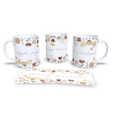 Imagem de Caneca de Cerâmica Branca Dia Internacional da Mulher, Design Floral com Frase Motivacional, Acabamento Brilhante (9)