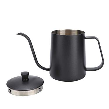 Imagem de Phefop Chaleira de Pescoço de Ganso de Aço Inoxidável, Pote de Gotejamento Compacto, Design de Ponta Fina para Preparação de café Perfeita, Ideal para Casa e Acampamento (600ml Teflon preto)