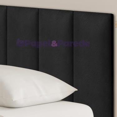 Imagem de Cabeceira Estofado Painel 1 Módulo 60x20cm Preto Suede Cama Solteiro Casal Queen King