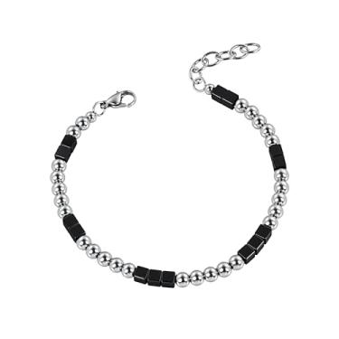 Imagem de Hengbofeng Pulseira masculina de joias de bola de aço, pulseira multiacessórios, adequada para casamentos, noivados, aniversários e festas