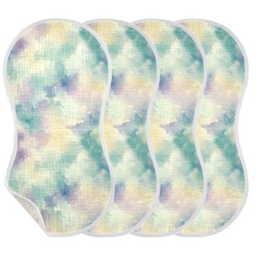 Imagem de Wassud Pacote com 4 panos de algodão para arrotos de musselina com estampa de aquarela, toalhas de rosto absorventes e macias para arrotos para meninos e meninas recém-nascidos