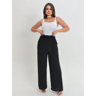 Imagem de Calça Feminina Alfaiataria Modelo Pantalona Cintura Alta Moda Elegante