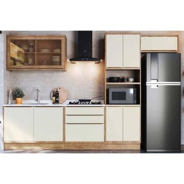 Imagem de Kit Cozinha Completa 6 Peças Versalis (2Aéreos+2Balcões+1TorreQuente+1Complemento) C6P163 Freijo/Cinza Argila - Herval