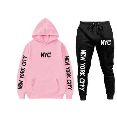 Imagem de Conjunto Moletom Flanelado Casual Top NYC - Markelly, Rosa, G