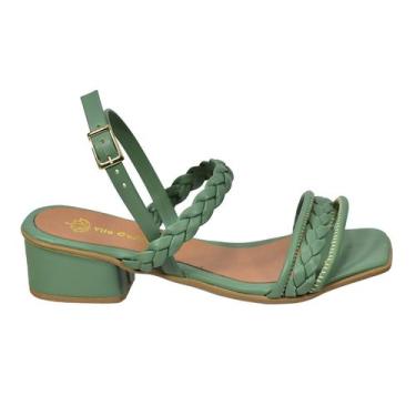 Imagem de Sandália Feminina Salto Bloco Com Trazeirinha Elegante Casual Tamanco 