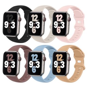 Imagem de Pulseiras esportivas de silicone para Apple Watch Ultra 3 2 1 SE séries 11 10 9 8 7 6 5 4 mm e 49 mm (pacotes com 6)