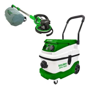 Imagem de Kit Lixadeira de Teto e Parede Nauber LX-E + Aspirador APN-1600 de Pó e Líquido 220V Branco/Verde