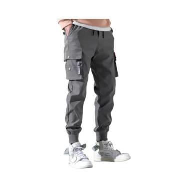 Imagem de Calças Cargo Casuais Masculinas Largas 2025 Tendência Cor Sólida Multi