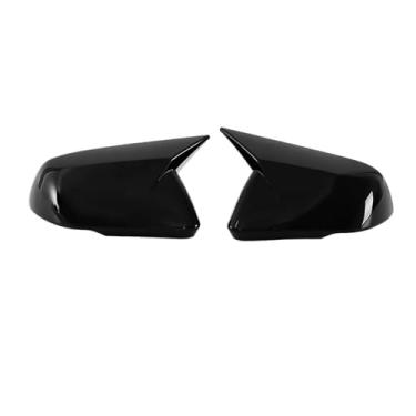 Imagem de Rimando 1 par de capa de espelho retrovisor adesivo compatível com Ford Mustang 15-22 versão tampa do espelho lateral com/sem luz de sinalização(3 Glossy Black)