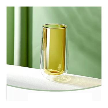 Imagem de Copo de vidro moderno espesso de camada dupla resistente ao calor, isolamento térmico, não escaldante, copo de cor antiescaldante doméstico (âmbar)