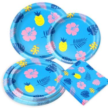 Imagem de LaVenty Artigos de festa havaianos Aloha pratos de festa guardanapos para chá de bebê, chá de panela, aniversário, festa de casamento, lembrancinhas de 10 convidados