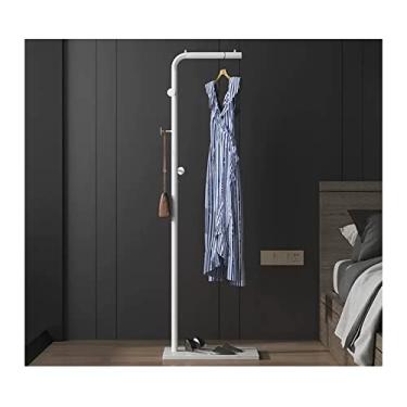 Imagem de KEG801302 Cabideiro para pendurar no chão corredor quarto simples cabideiro casa sala de estar cabide de roupas tipo haste única prateleira chapéu suporte (branco + branco, 170 cm)