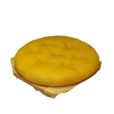 Imagem de Almofada antiderrapante grossa para cadeira de jantar, almofada de soneca, almofada redonda almofada de cadeira de inverno multifuncional (amarelo)