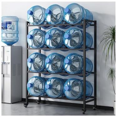 Imagem de VZQJHKMPXFS Rack de armazenamento resistente de garrafa de água de 5 galões com rodas - suporte organizador para casa, escritório, academia e restaurante - suporte de dispensador de água durável