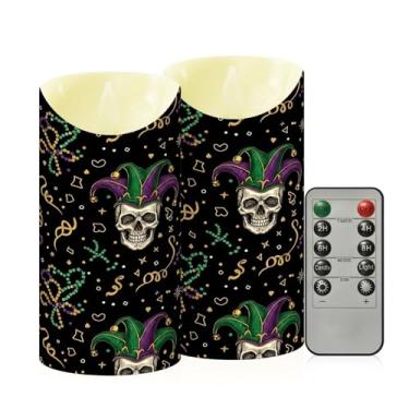 Imagem de Wassud Pacote com 2 velas sem chamas de carnaval com controle remoto, velas realistas cintilantes com temporizador, velas decorativas para Natal, casamento, festa, decoração de casa média
