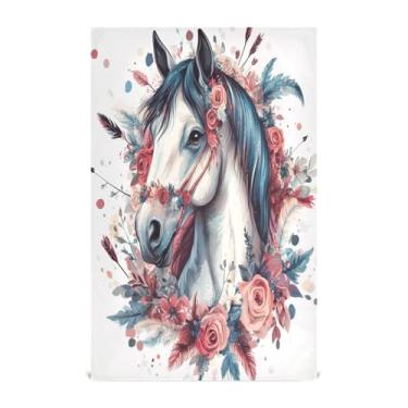 Imagem de xigua Conjunto de 1 panos de prato de cozinha de cavalo com flores, macios e altamente absorventes de secagem rápida para limpeza de pratos e limpeza à mão, 71 x 45 cm