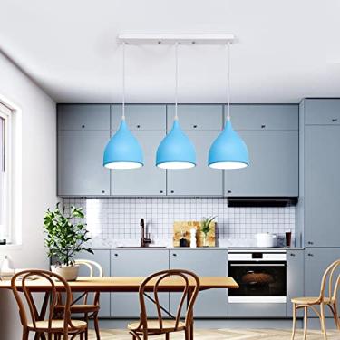 Imagem de Lustre industrial vintage estilo loft, luminária pendente de 3 vias com cúpula de alumínio, lustre de teto suspenso com 3 lâmpadas E27 para cozinha, sala de jantar, sala de estar, restaurant