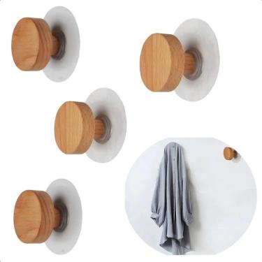 Imagem de 4X Ganchos Adesivo Parede De Madeira Novidade Rústico 3Cm Ma