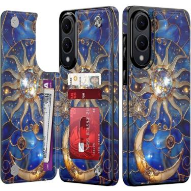 Imagem de Goodon Capa carteira para Samsung Galaxy S25 Edge com suporte para cartão, bloqueio RFID, capa floral vintage estética, capa protetora retrô moderna exclusiva para mulheres e meninas - colagem