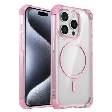 Imagem de Capa transparente de luxo com carregamento sem fio para iPhone 17, 16, 14, 13, 12, 15 Pro Max, com ímã e proteção rígida (para iPhone 13 Pro Max/Rosa)