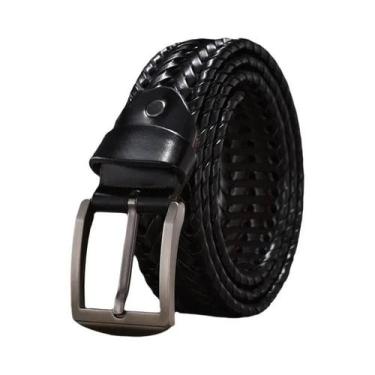 Imagem de Cinto Masculino De Luxo Em Couro Genuíno Trançado, Feito À Mão, Com Ti