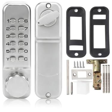 Imagem de Fechaduras De Porta Mecânicas De Aço Inoxidável, Teclados De Porta De Entrada Sem Chave à Prova D'água Fechadura De Fechadura Digital Conjunto De Fechaduras De Combinação De Portão Externo