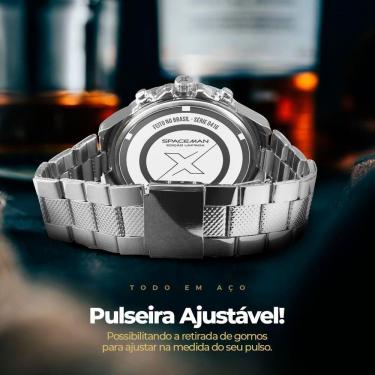 Imagem de Relogio Prata Masculino Aço Inoxidavel + Premium Caixa Grande Mostrador Preto Presente Social Casual