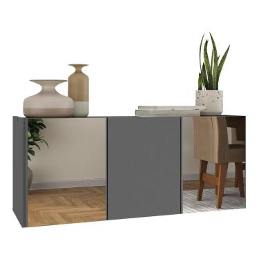 Imagem de Aparador Buffet Suspenso Com Espelhos 3 Portas Multimóveis Mp8004 Grafite Grafite