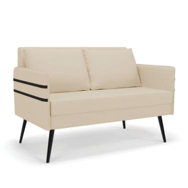 Imagem de Namoradeira 02 Lugares Mari Linho Bege A19 De Ferro