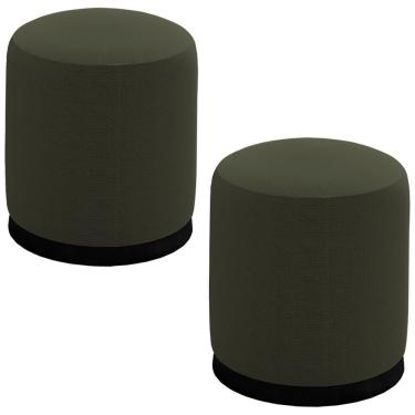 Imagem de Kit 2 Puff Puf Para Sala Base Metal Saien Linho Sl 74 Peer Sl 74