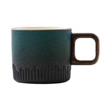 Imagem de Copo De Café Cerâmico Vintage De 60ml Com Cabo De Madeira, Copo De Chá