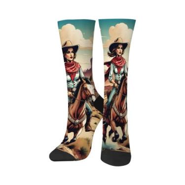 Imagem de Meias De Compressão Unissex Estilo Western Deserto Cowgirl, Novidade, 