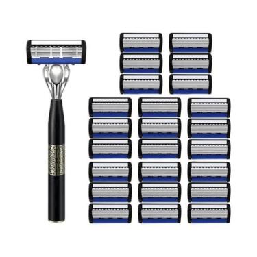 Imagem de Navalha Manual Masculina De Aço Inoxidável Com 7 Lâminas, Aparador De 