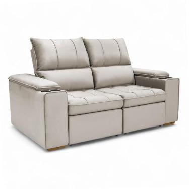 Imagem de Sofá Retrátil Reclinável 2 Lugares 1,90m Boni Veludo Castor - Loja She