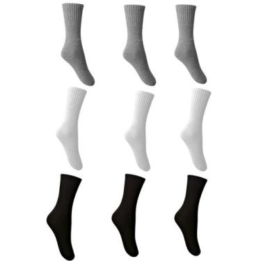 Imagem de Kit 9 Meias Selene Cano Longo Algodão 4160PP 39 ao 43, Mescla, 39 ao 4