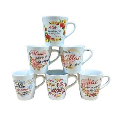Imagem de Kit Jogo Conjunto 6 Caneca Tulipa 140ml Mãe - Porcelana - Antilope Dec