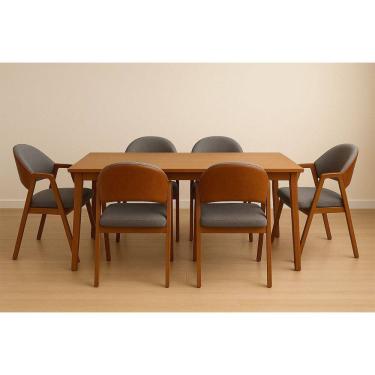 Imagem de Kit 6 Cadeiras Luiza Sala de Jantar com Braco Madeira Macica Movellu Home