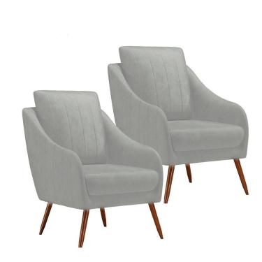 Imagem de Kit 2 Poltronas Libia Encosto em Fibra Siliconada Movellu Home