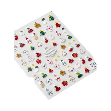 Imagem de Adesivos De Unha De Natal Com Floco De Neve Rosa, Decalques De Unha 5D