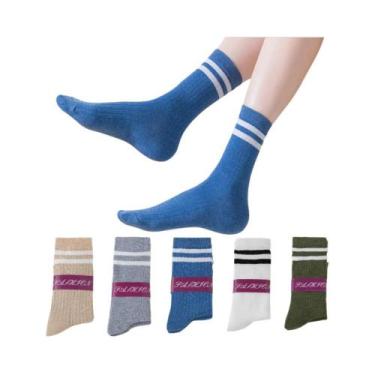 Imagem de Meias De Algodão Coloridas Para Mulheres, 10 Pares, Respiráveis, Em Ma